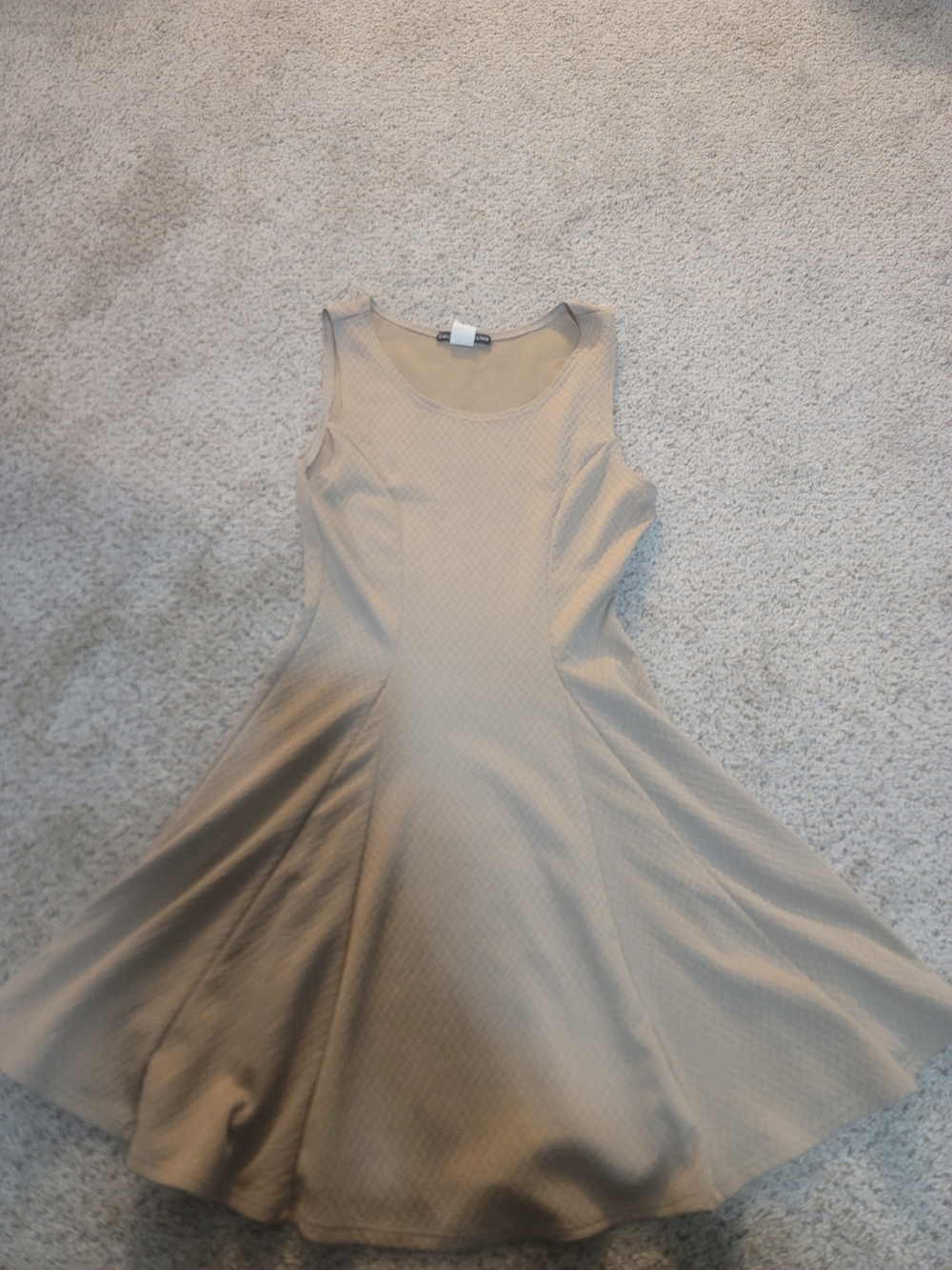 Sleeveless Fit-and-Flare Dress in Beige